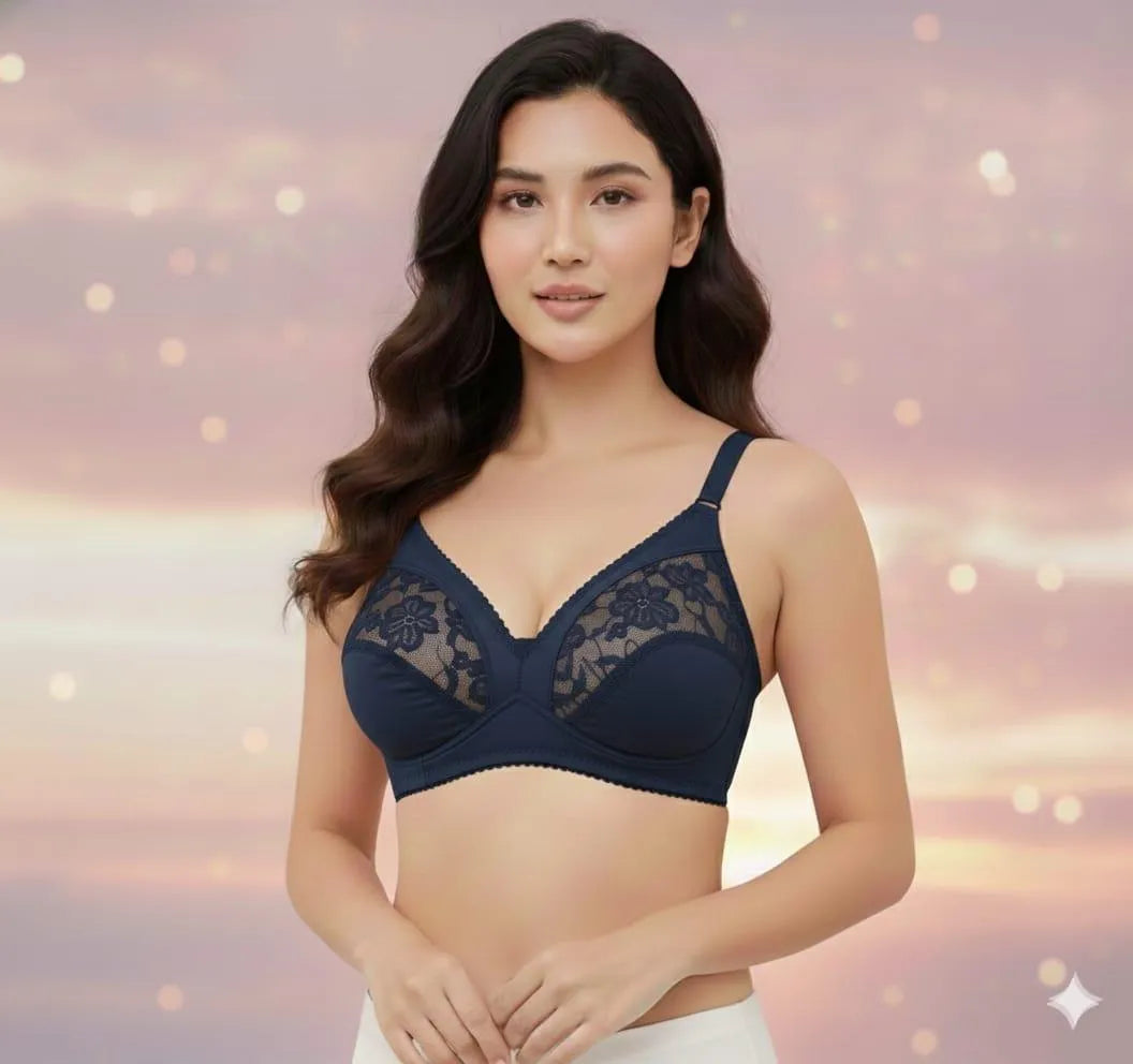 Jersey Lace Work Comfortable And Breathable Non-Padded Bra