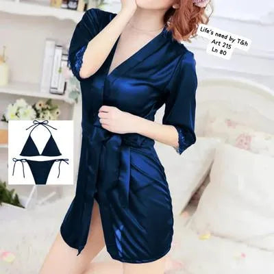 Silk Plain Comfortable And Lightweight Nightwear Set