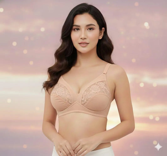Jersey Lace Work Comfortable And Breathable Non-Padded Bra