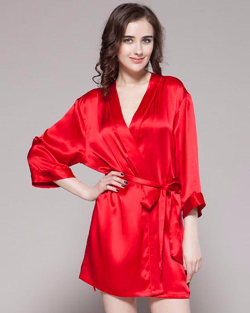 Red - 100% Polyester Satin Gown