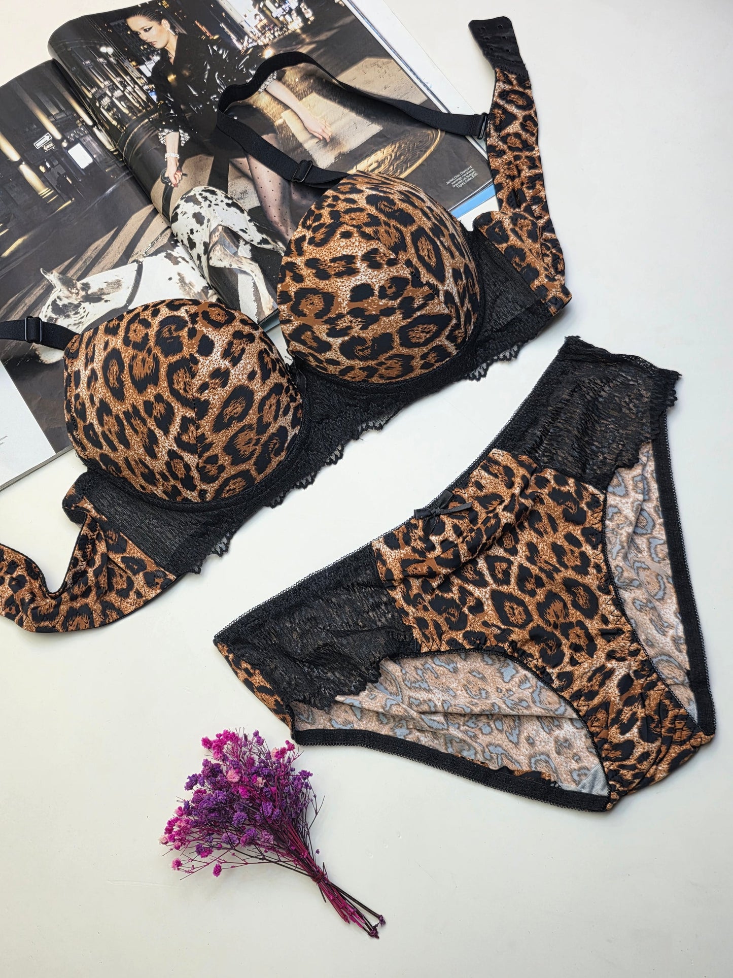 Leopard Thin Padded Push-Up Bra & Panty Set