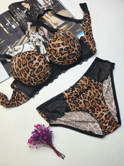 Leopard Thin Padded Push-Up Bra & Panty Set